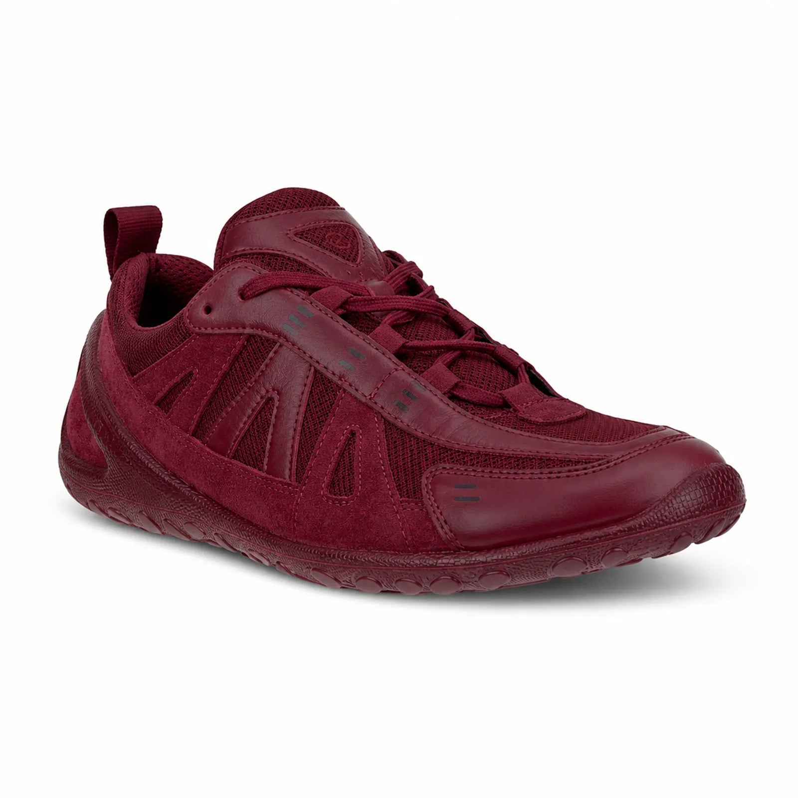ECCO Biom Lite women's sneaker, dark red lace-up with glossy overlay panels