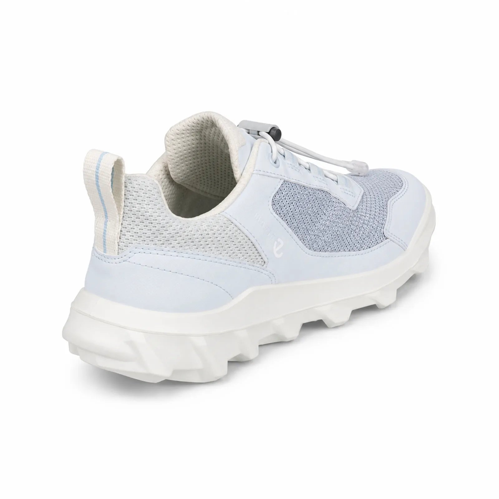 Light blue and white lace-up mesh women's sneaker with padded collar and chunky sole