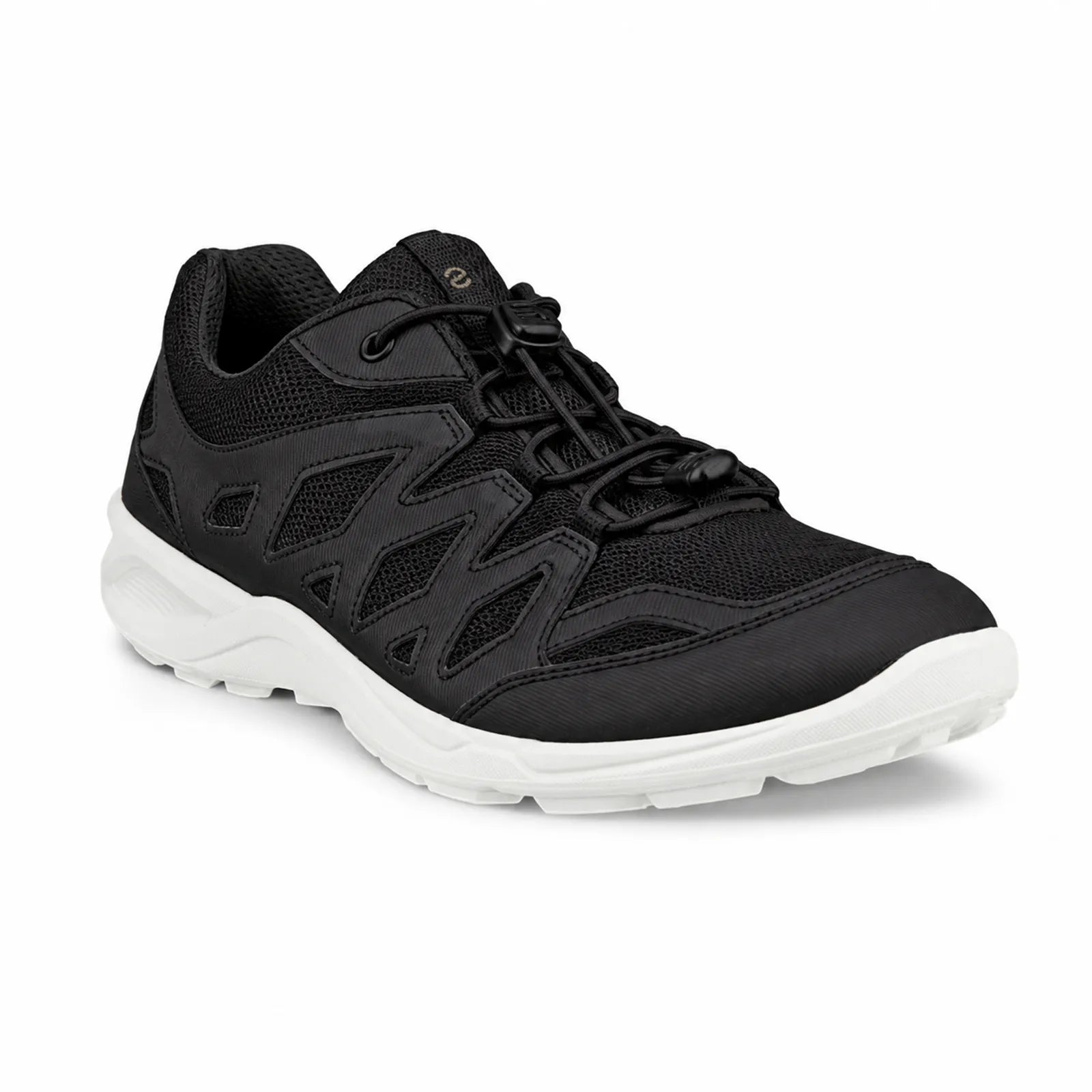 Women’s lightweight outdoor sneakers, black mesh upper with white rubber sole