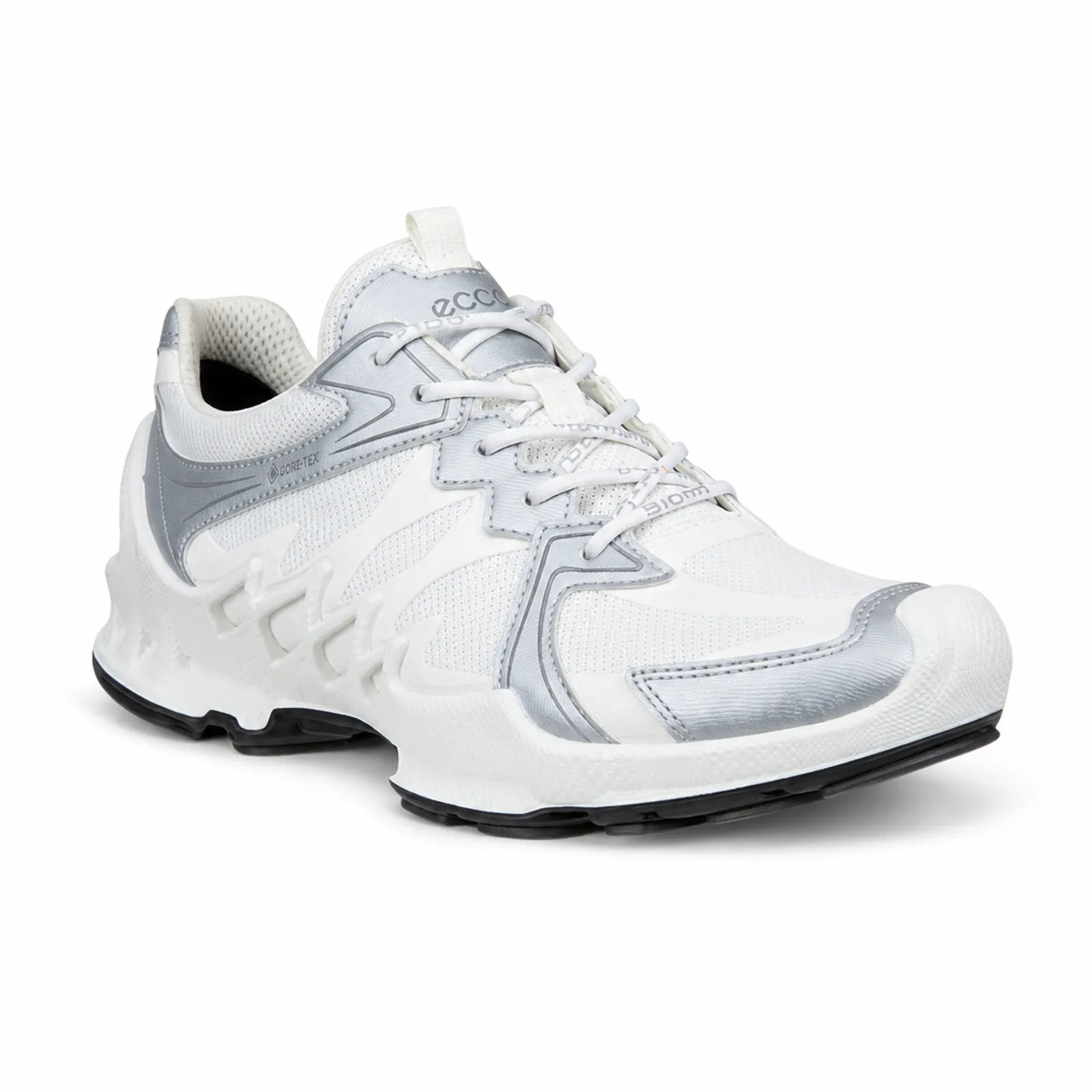 White waterproof lace-up sneakers with cushioned sole and perforated upper