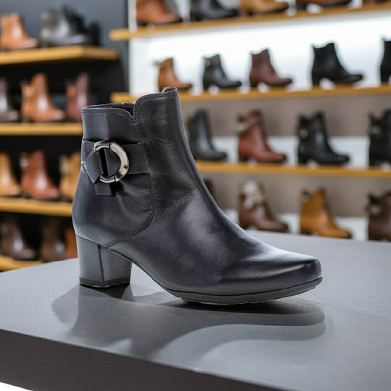 Gabor Hemp Women's Boots Black Leather Heel Boots 72824