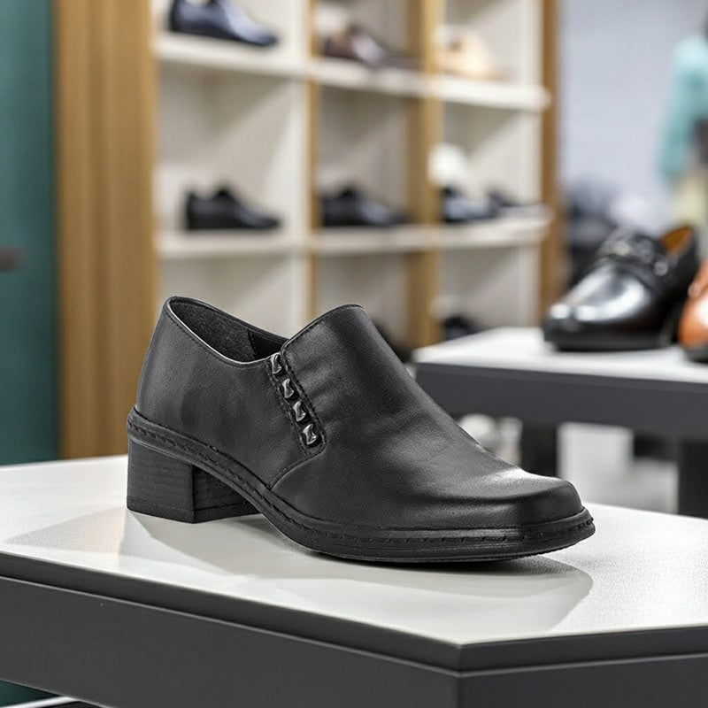 Gabor Hertha Women's Loafers Black Leather Fashion Slip-On Casual Shoes 04443