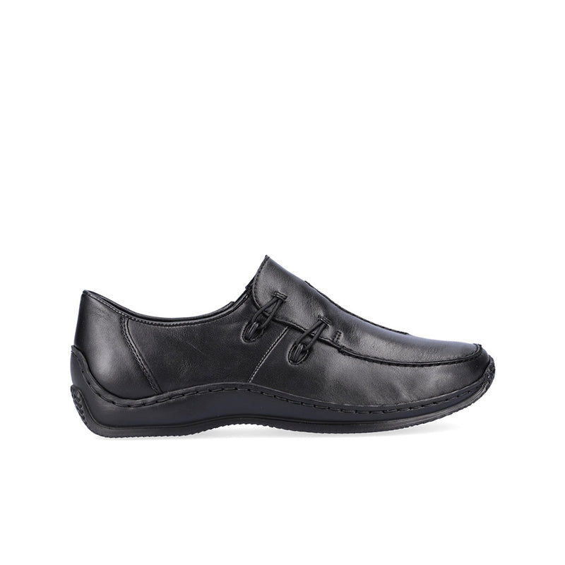 Rieker Women's Loafers Black Leather Slip-on Casual Shoes L1751