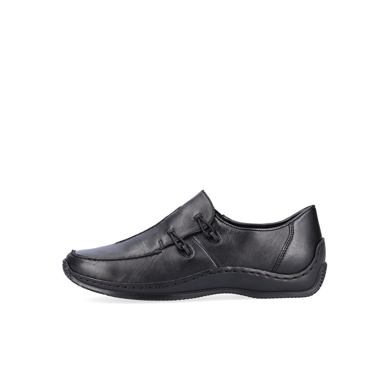 Rieker Women's Loafers Black Leather Slip-on Casual Shoes L1751