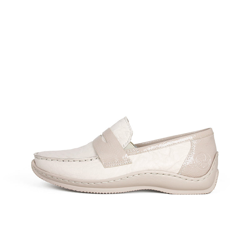 Rieker Women's Loafers Beige Fashion Zip Casual Shoes L7571