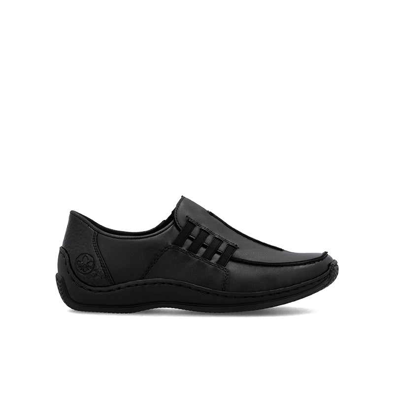Rieker Women's Loafers Black Elasticated Fashion Slip-on Casual Shoes L1777