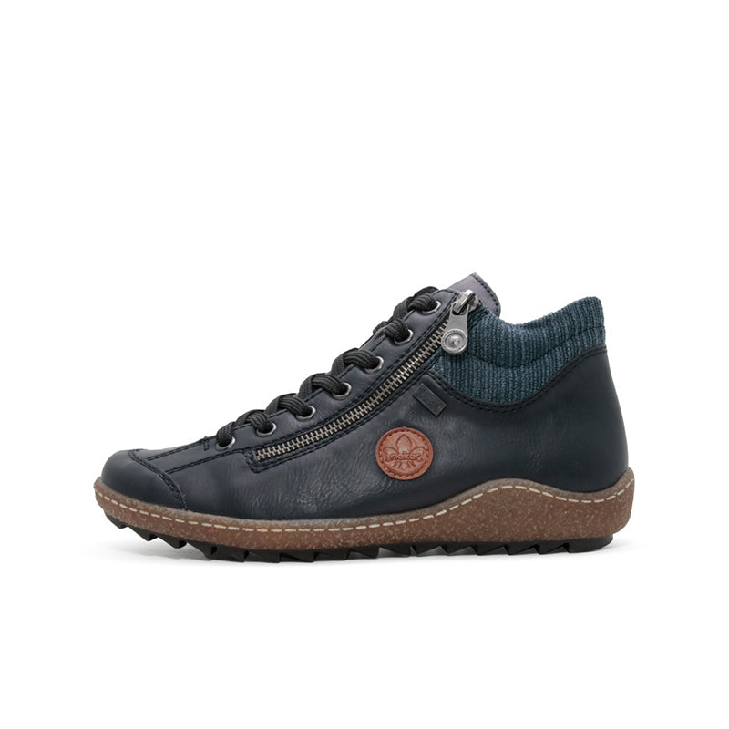 Rieker Women's Ankle Boots Blue Leather Zip Casual Shoes L7514