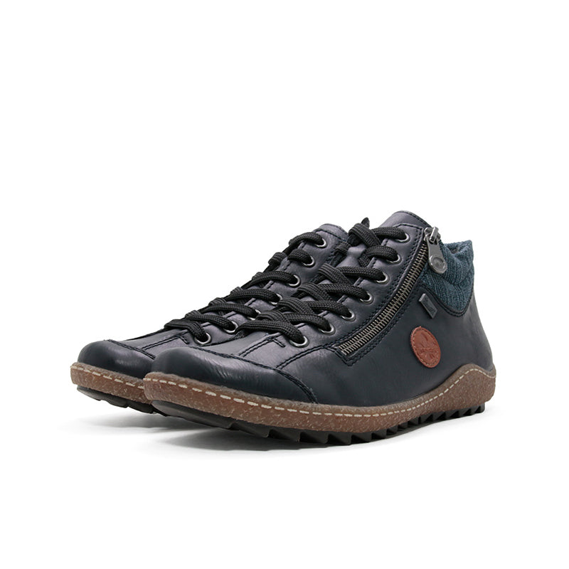 Rieker Women's Ankle Boots Blue Leather Zip Casual Shoes L7514