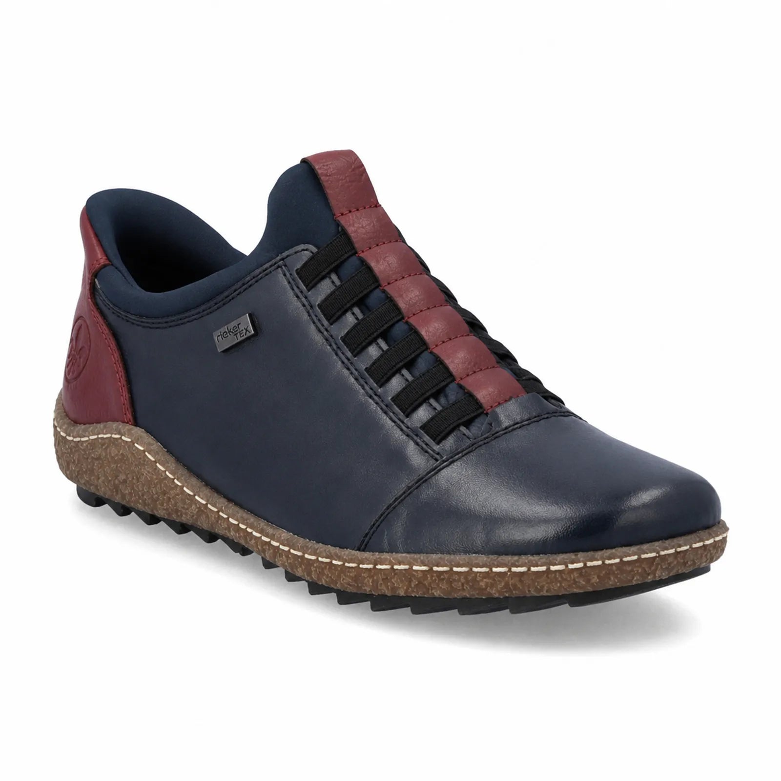 Rieker women's blue slip on shoes with RiekerTEX membrane and leather upper, main product view