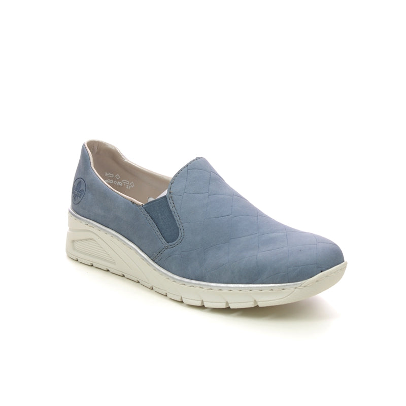 Rieker Women's Loafers Blue Slip-on Casual Flat Shoes N3363