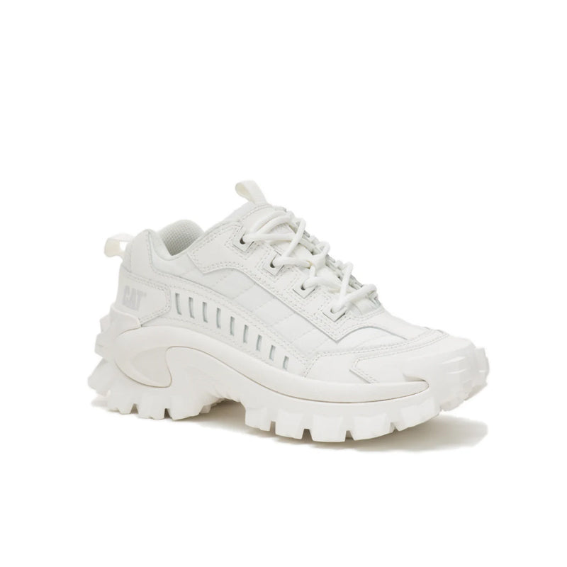 White women's chunky sneakers with lace-up front and molded rubber sole