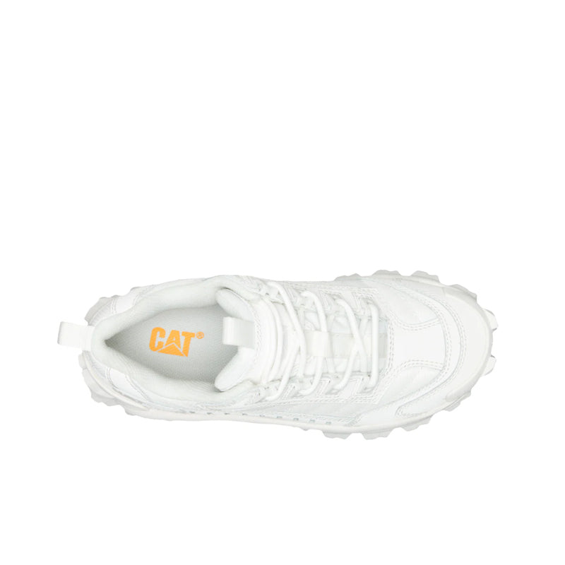 White women's sneakers with CAT logo tongue and lace-up design