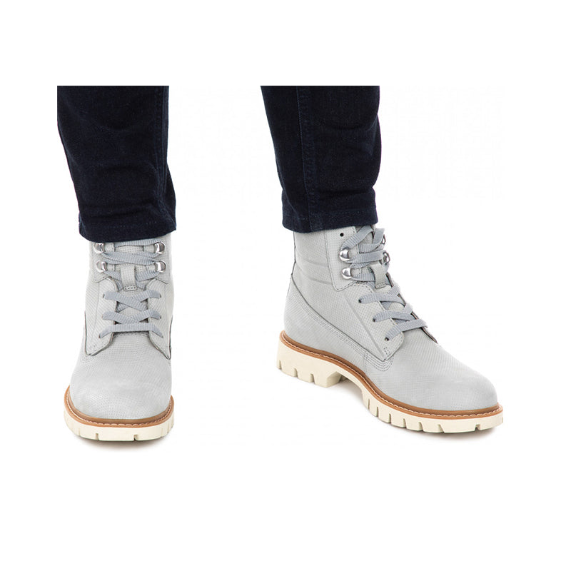 Cat Women's Boots Grey Leather Fashion Casual Ankle Boots P310761