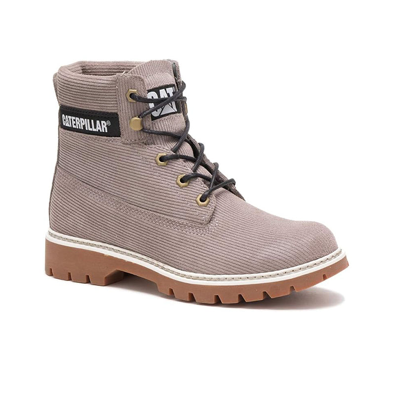Women's ankle boots in light grey with lace-up and cushioned collar