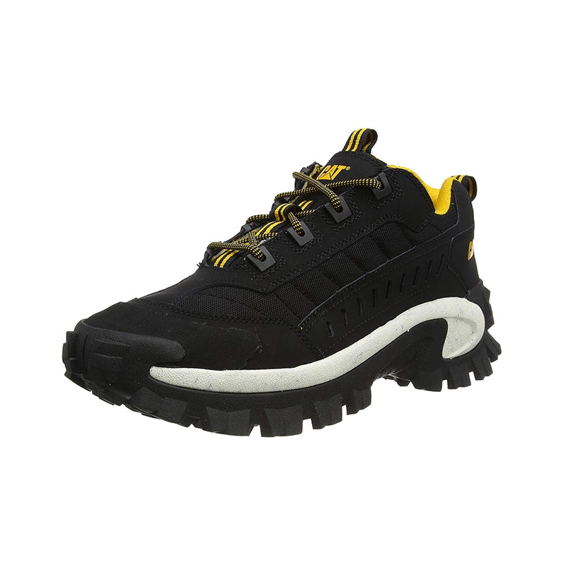 Black women’s lace-up sneakers with thick white midsole and treaded outsole