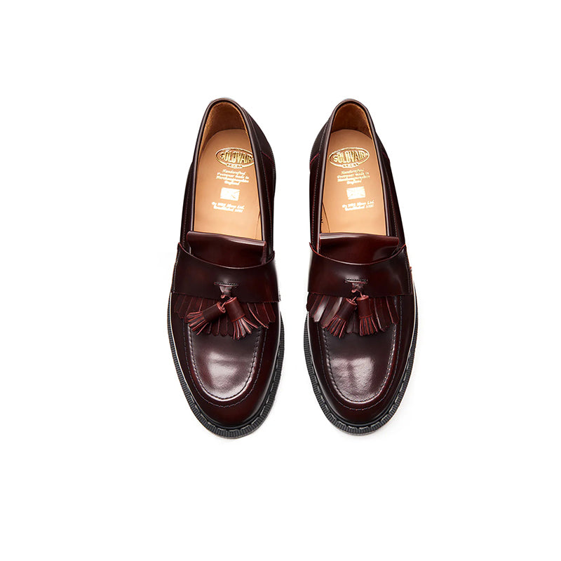 Solovair Women's Loafers Burgundy Rub Off Hi-Shine Casual Fashion Shoes S01022