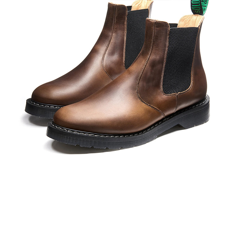 Solovair Gaucho Crazy Horse and Black Greasy Dealer Chelsea Boots for Men and Women Classic Leather Boots S0900