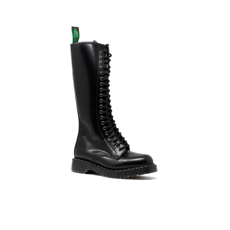 Solovair Women's Boots Black Hi-Shine 20 Eye Derby Boot S2020
