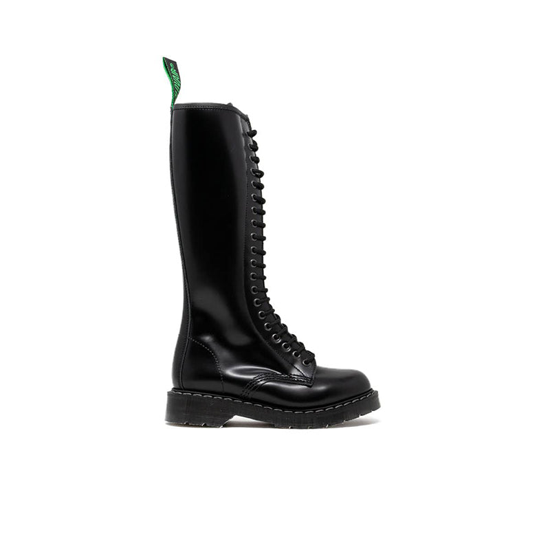 Solovair Women's Boots Black Hi-Shine 20 Eye Derby Boot S2020