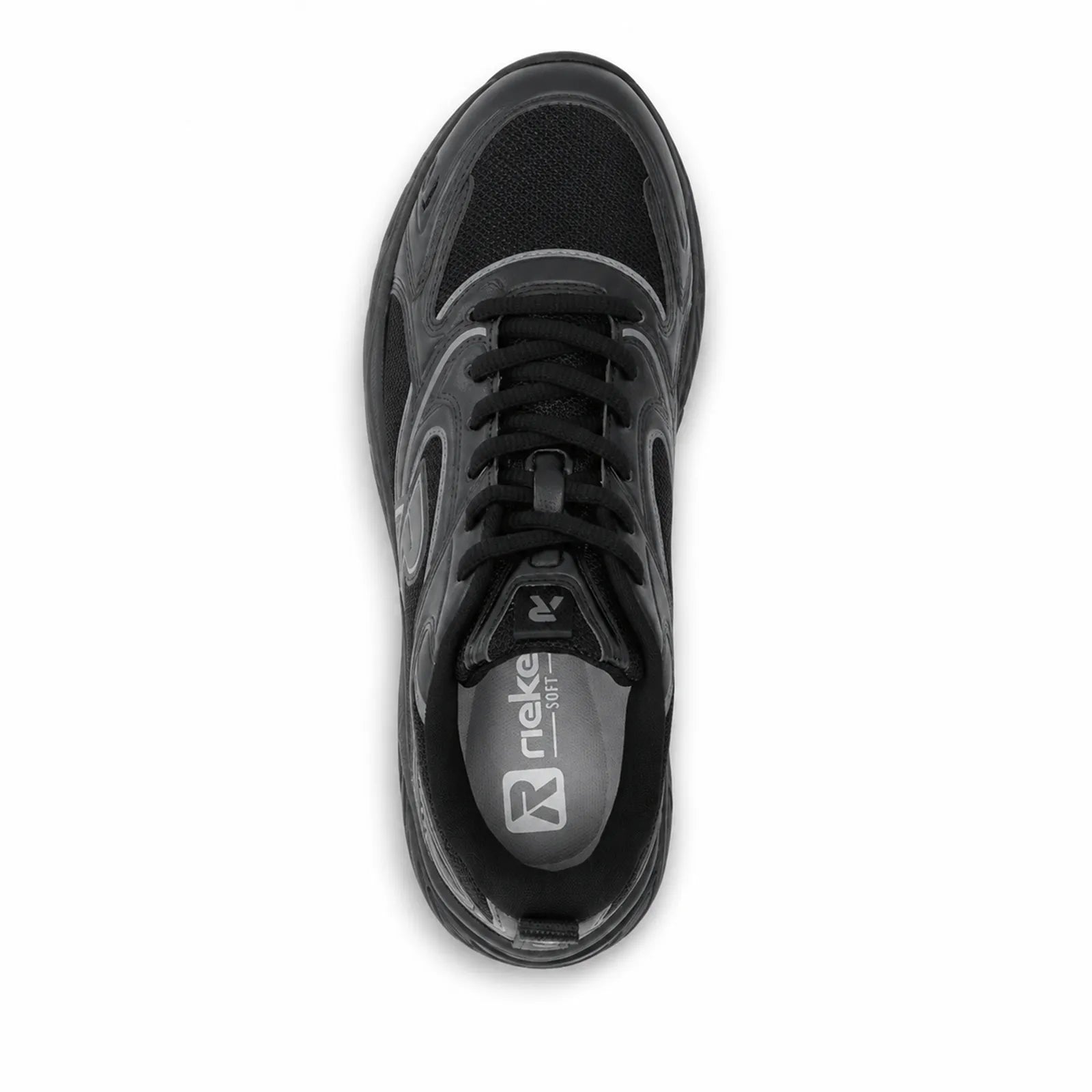 Rieker Camden women's white grey trainers side angle view showing lace fastening and lightweight sole