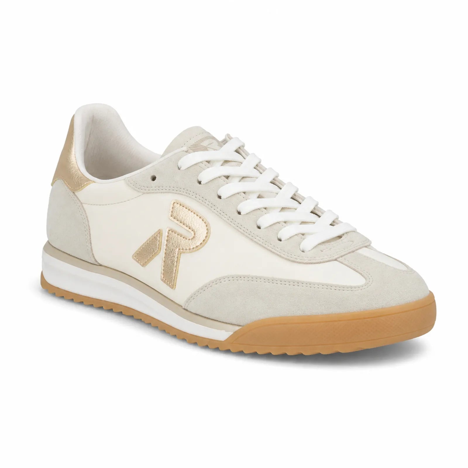 Rieker KINGSTON W4000 women's White low-top sneakers with gold detail and gum sole