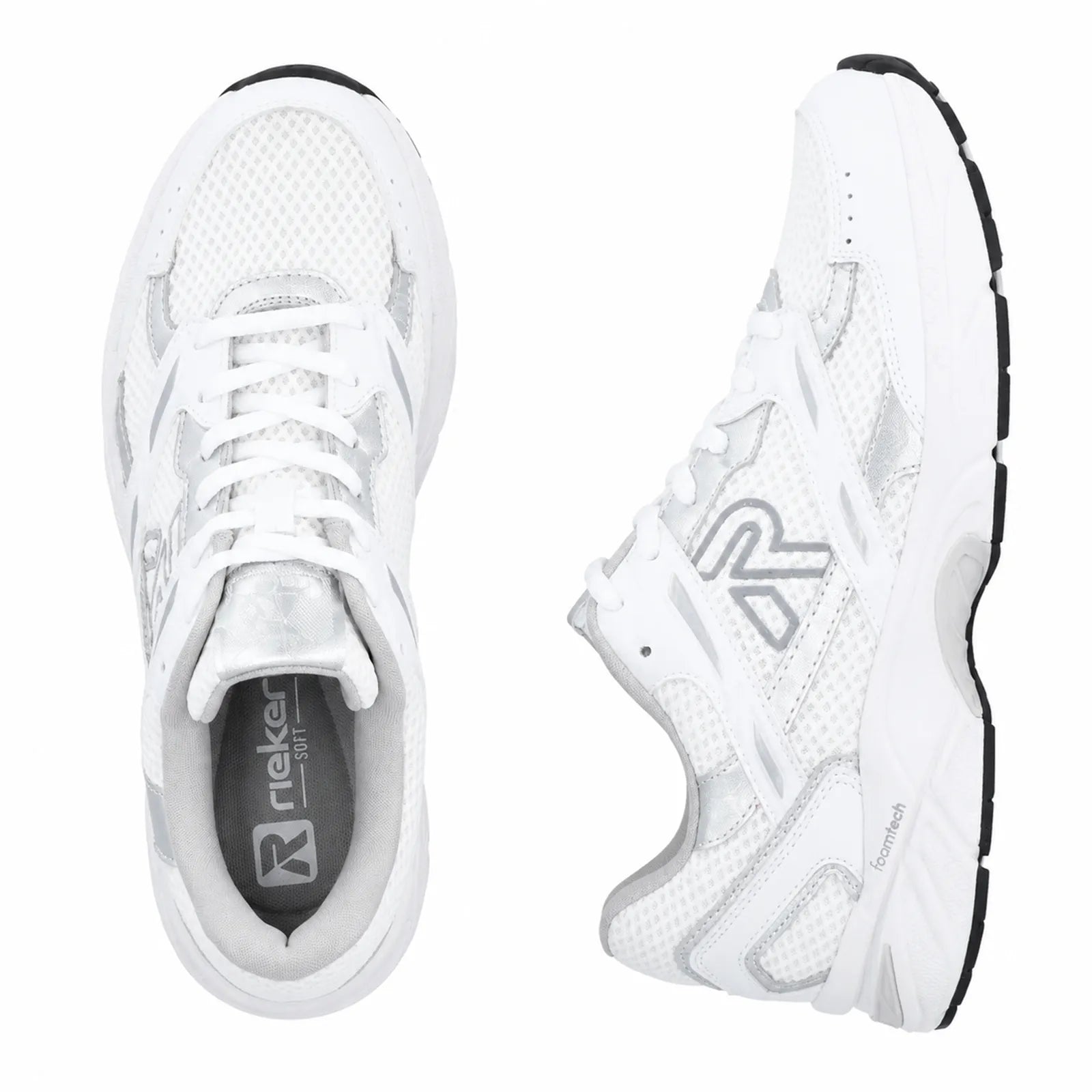 Rieker Camden women's black trainers side angle view showing lace fastening and lightweight sole