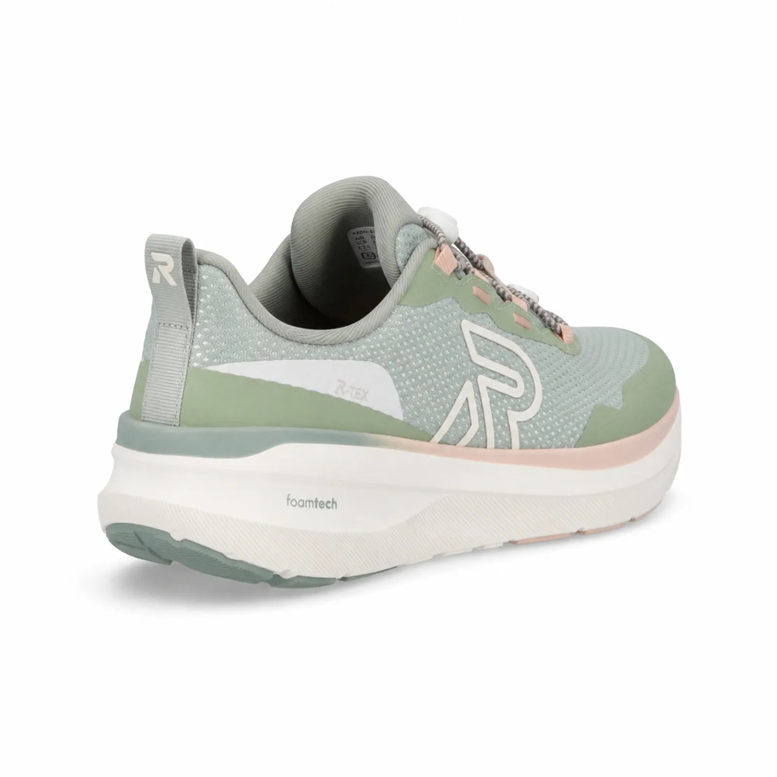 Side angle view of Rieker W4300 women's Green textile trainers