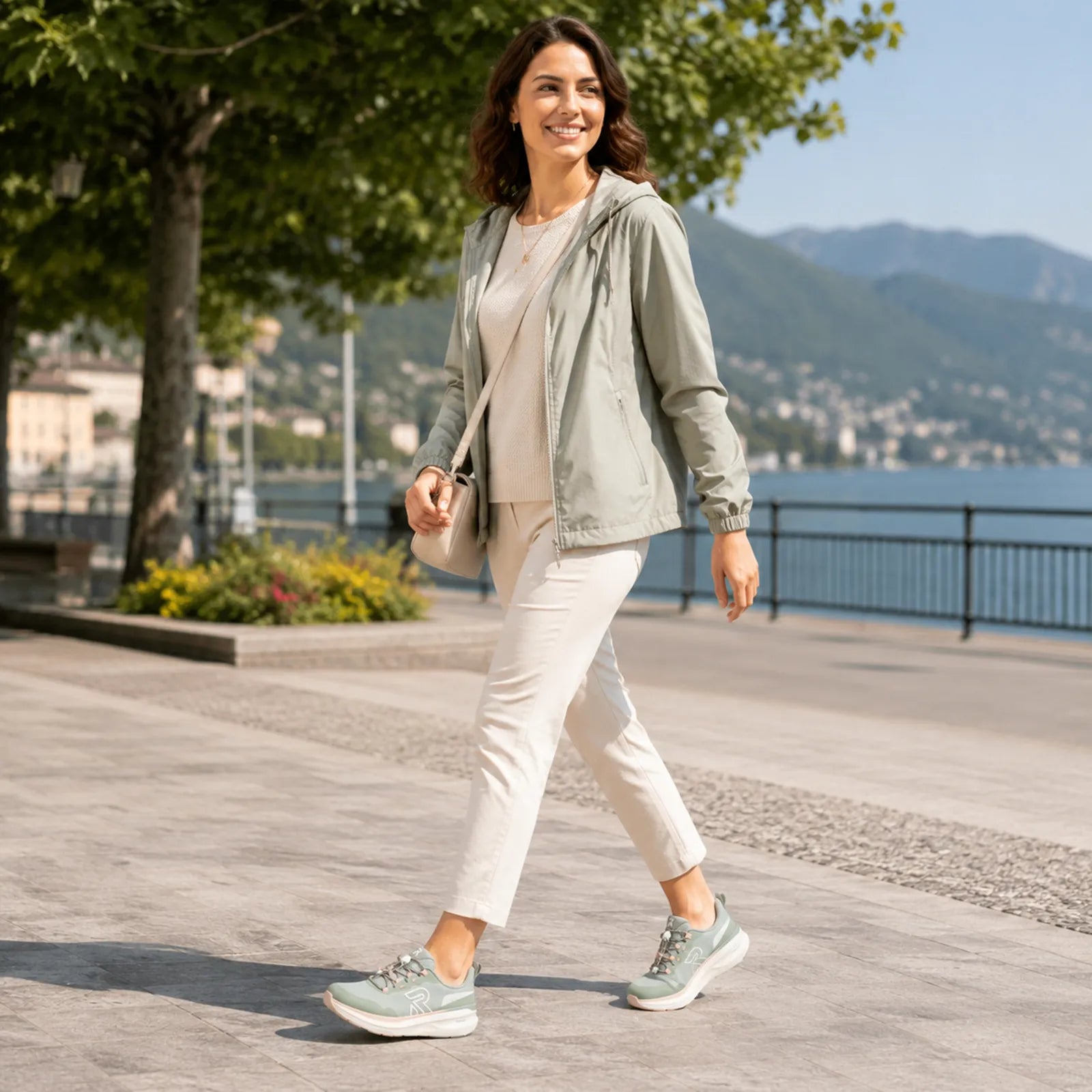 Rieker W4300 women's Green water-repellent trainers for casual outdoor wear