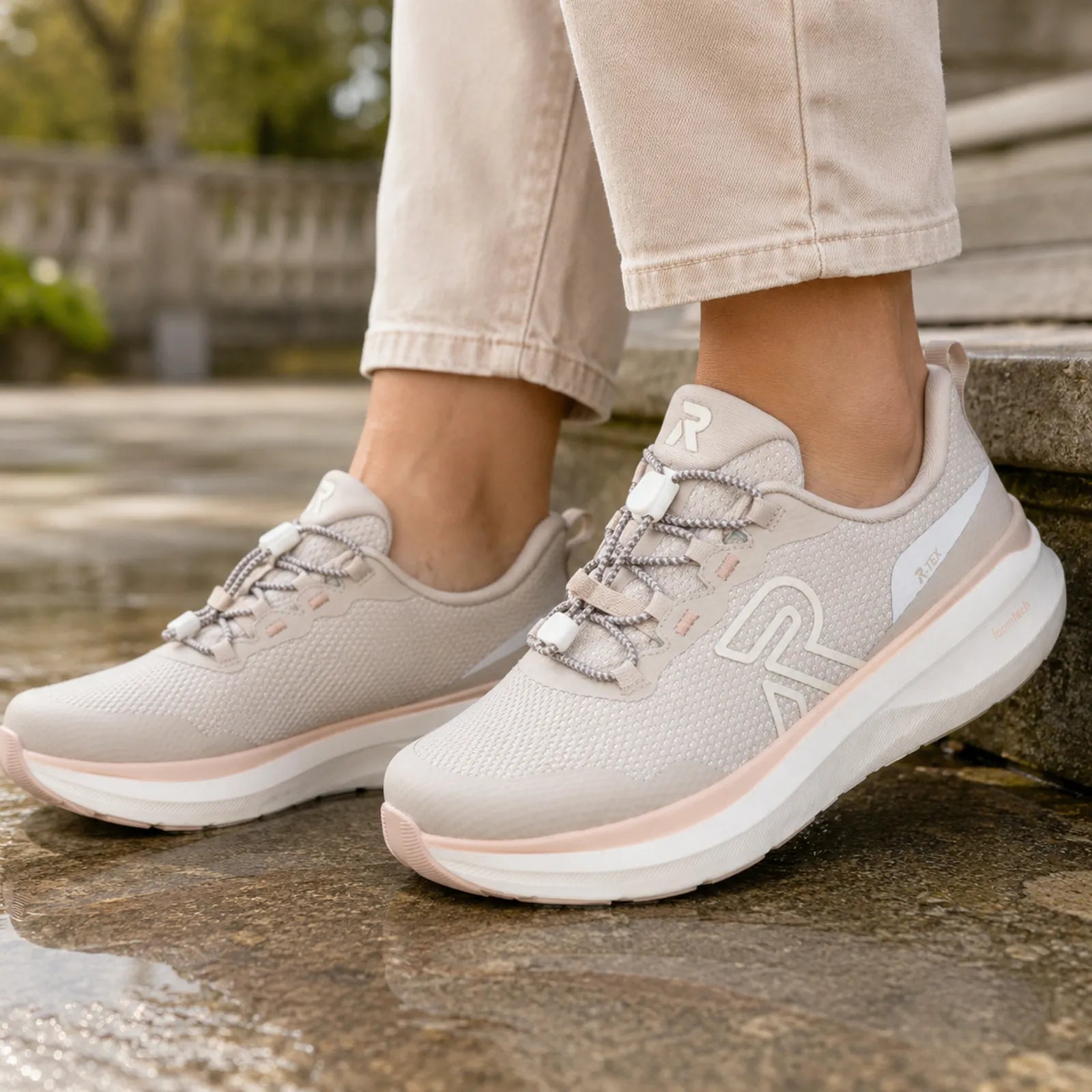 Rieker W4300 women's Beige trainers styled for comfortable everyday walking