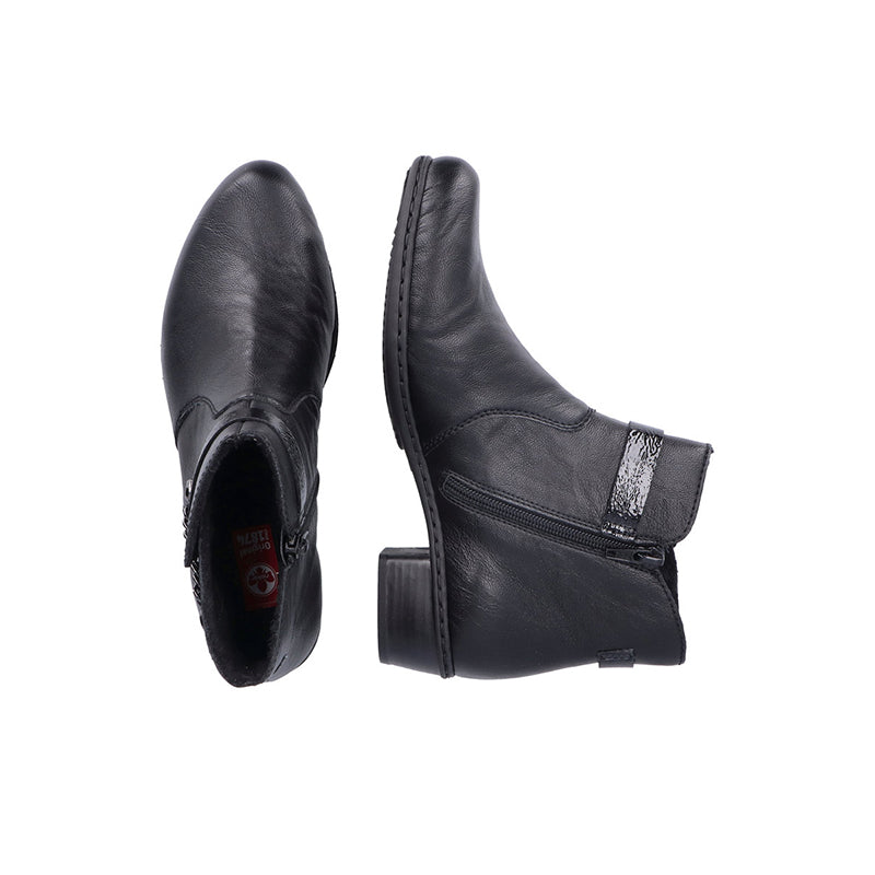 Rieker Women's Boots Black Leather Fashion Casual Ankle Boots Y0783