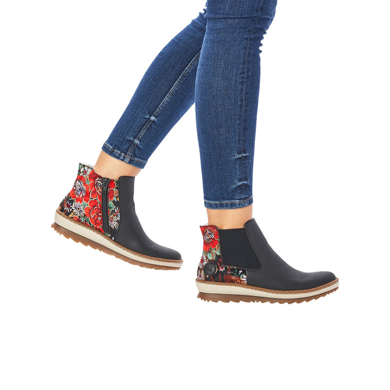 Rieker Women's Boots Black Outdoor Casual Zip Chelsea Shoes Z8689