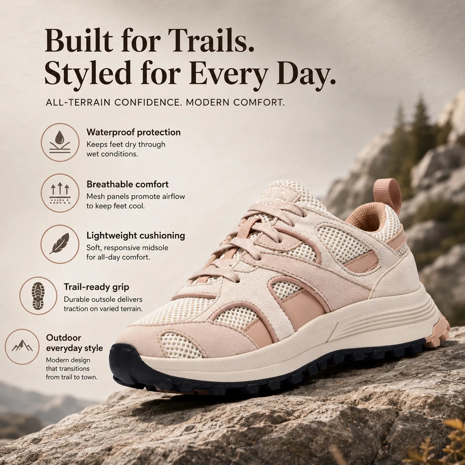 Clarks ATL Trek Mesh sneakers featuring waterproof suede mesh upper and outdoor traction