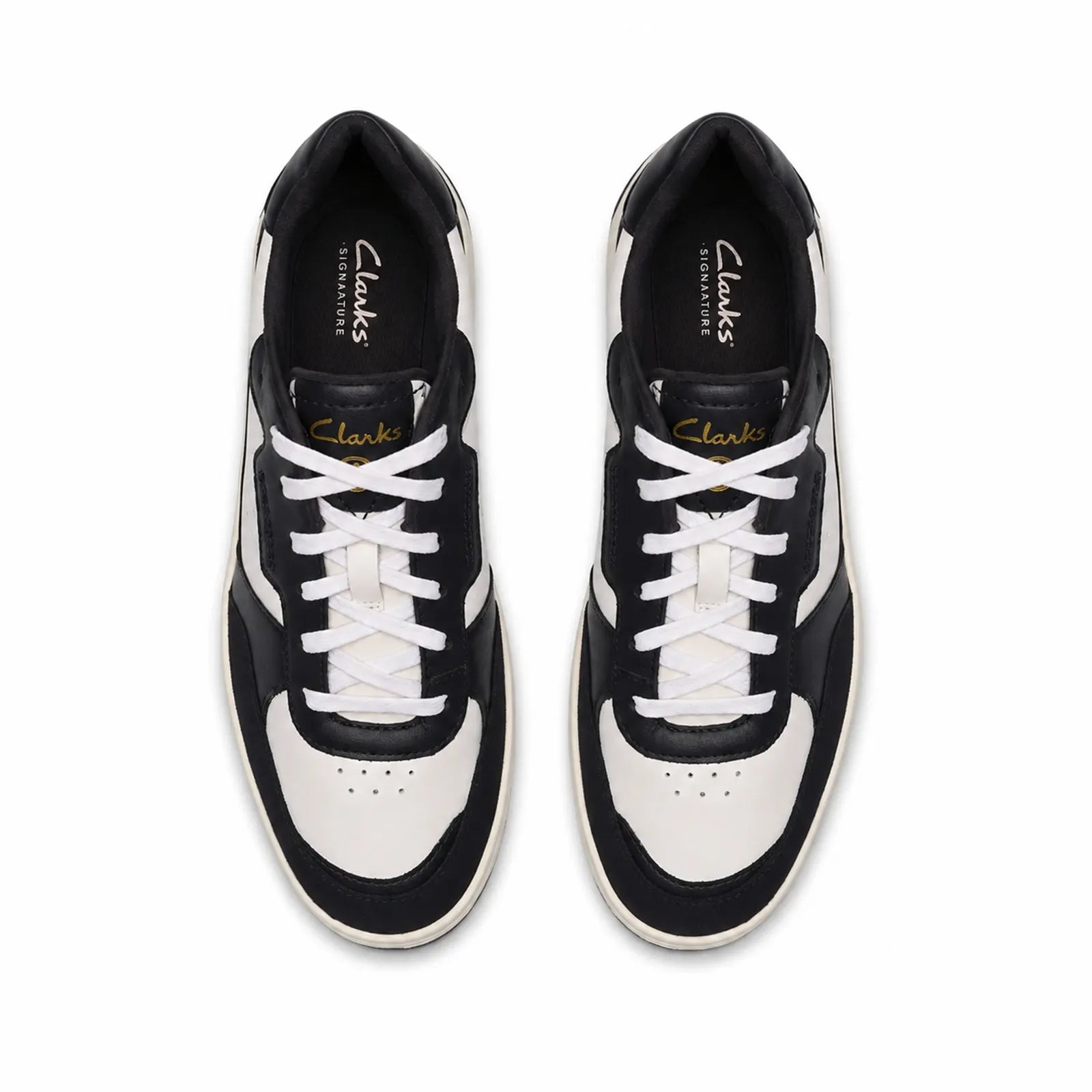 Side view of Clarks Bostock Lace men's navy leather sneakers with EXTRALIGHT sole