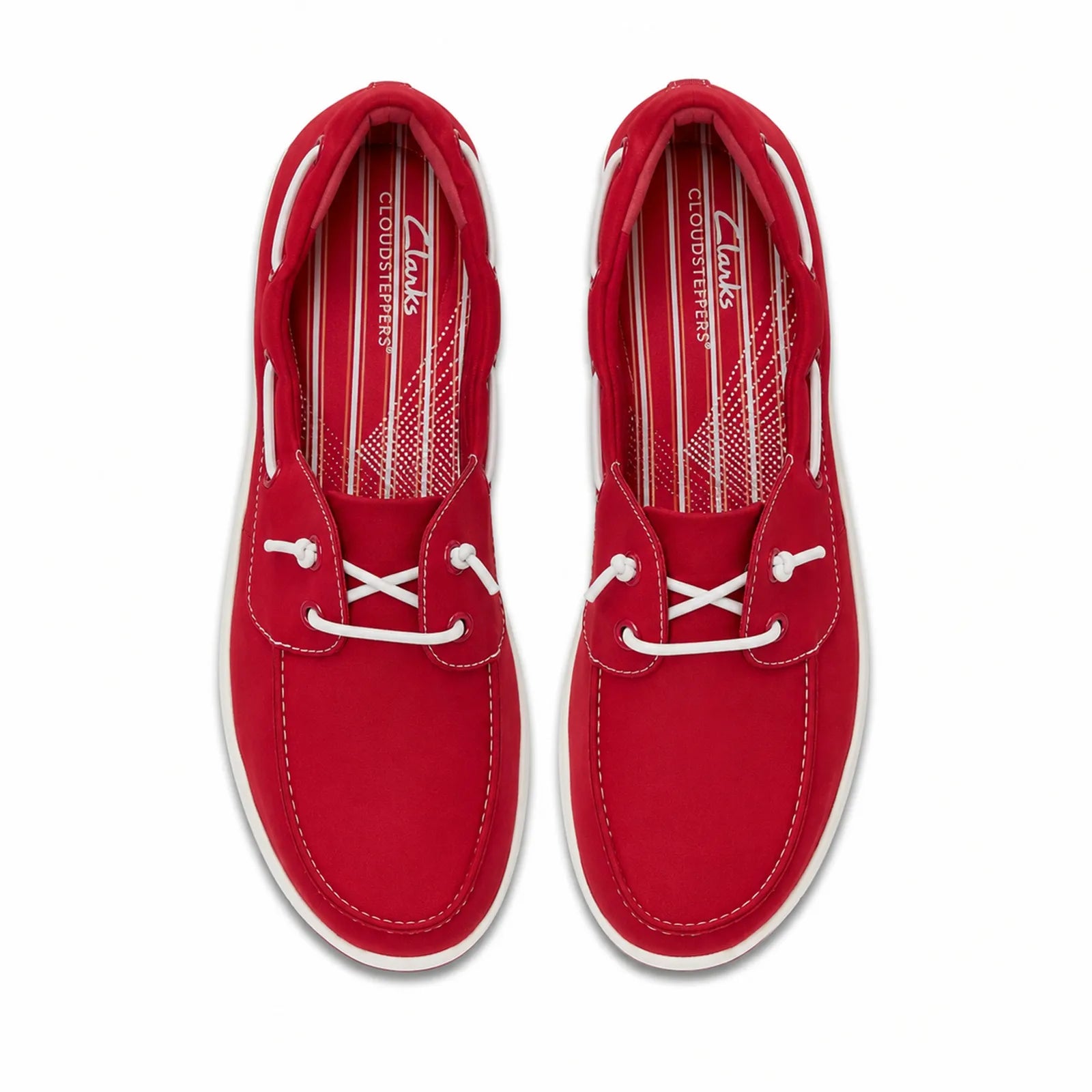 Side view of Clarks Brinkley Edge women's cherry loafers with flexible TPR sole