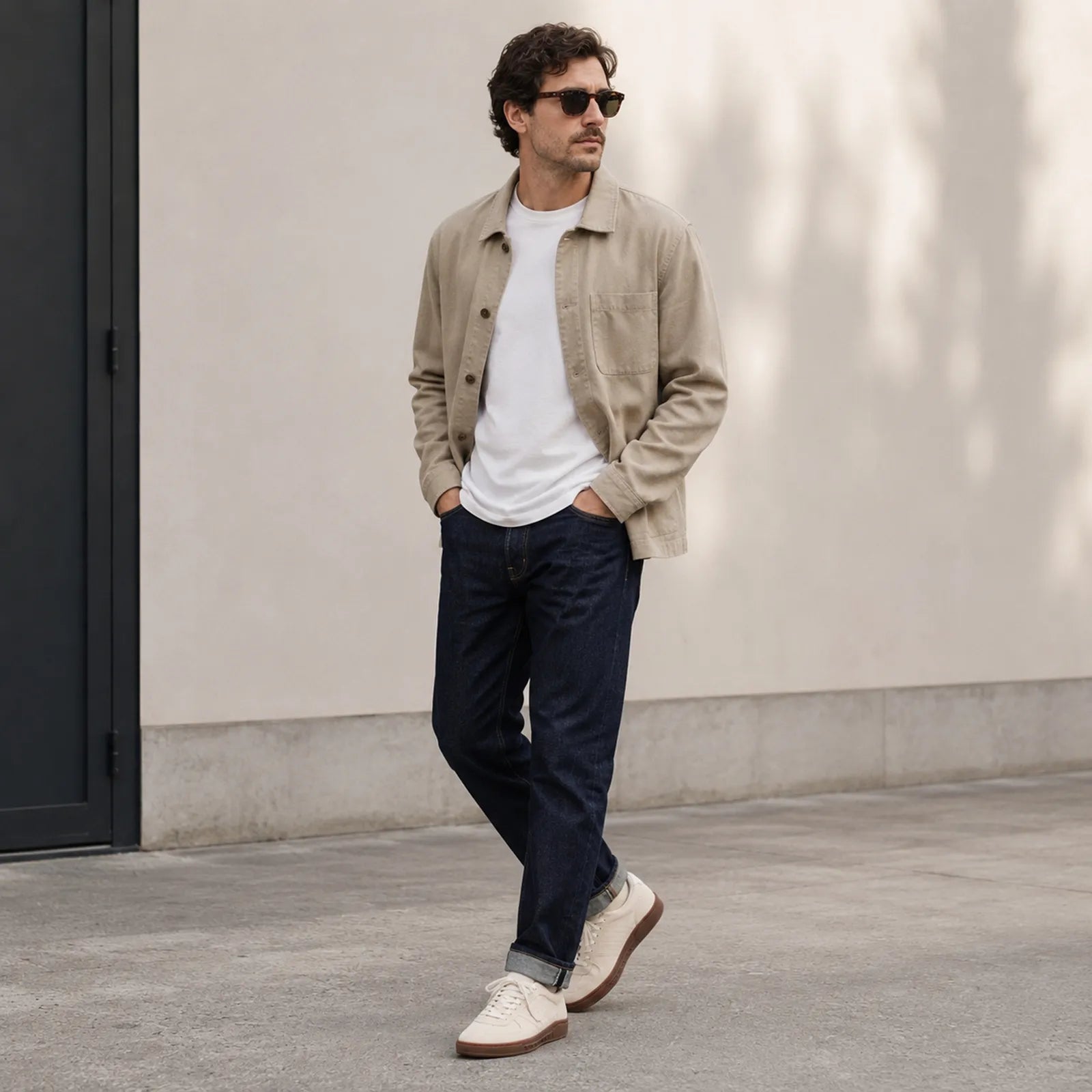 Clarks CraftRally Ace off-white suede trainers for men's everyday casual wear