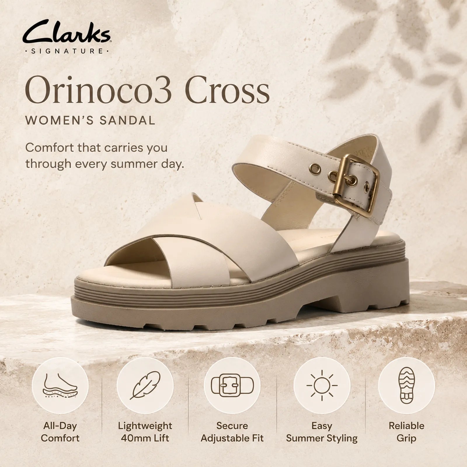Clarks Orinoco3 Cross sandals featuring Contour Cushion footbed and lightweight C360 EVA sole