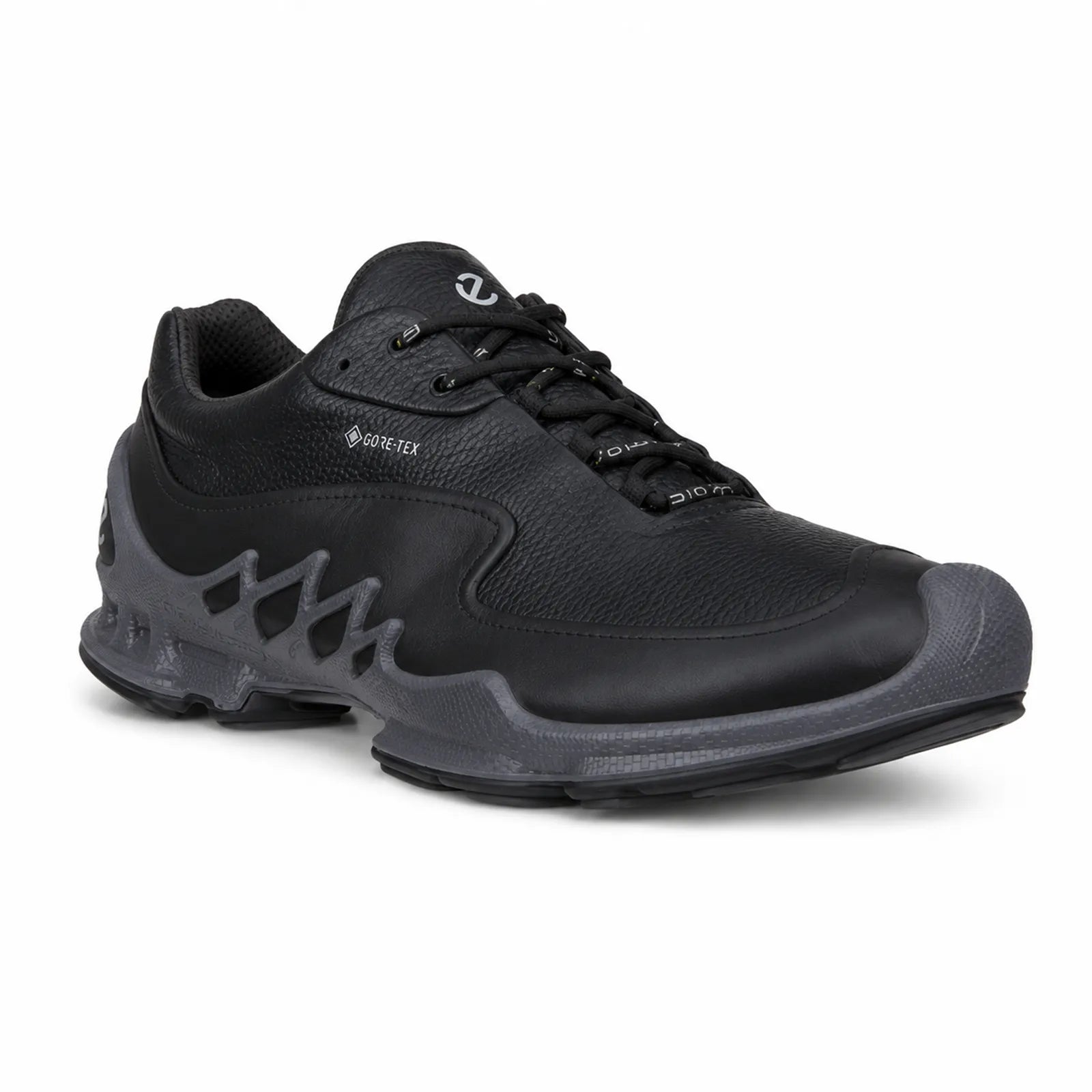 ECCO Biom Aex men's black leather sneakers with GORE-TEX outdoor walking design