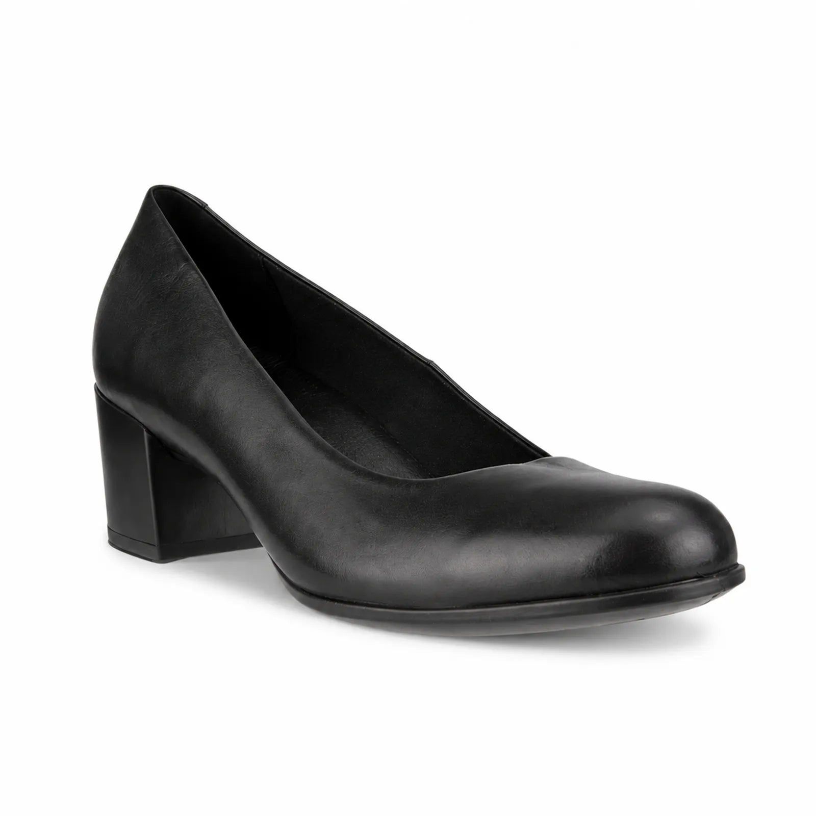 ECCO Dress Classic 35 women's black leather pumps with elegant 35mm block heel