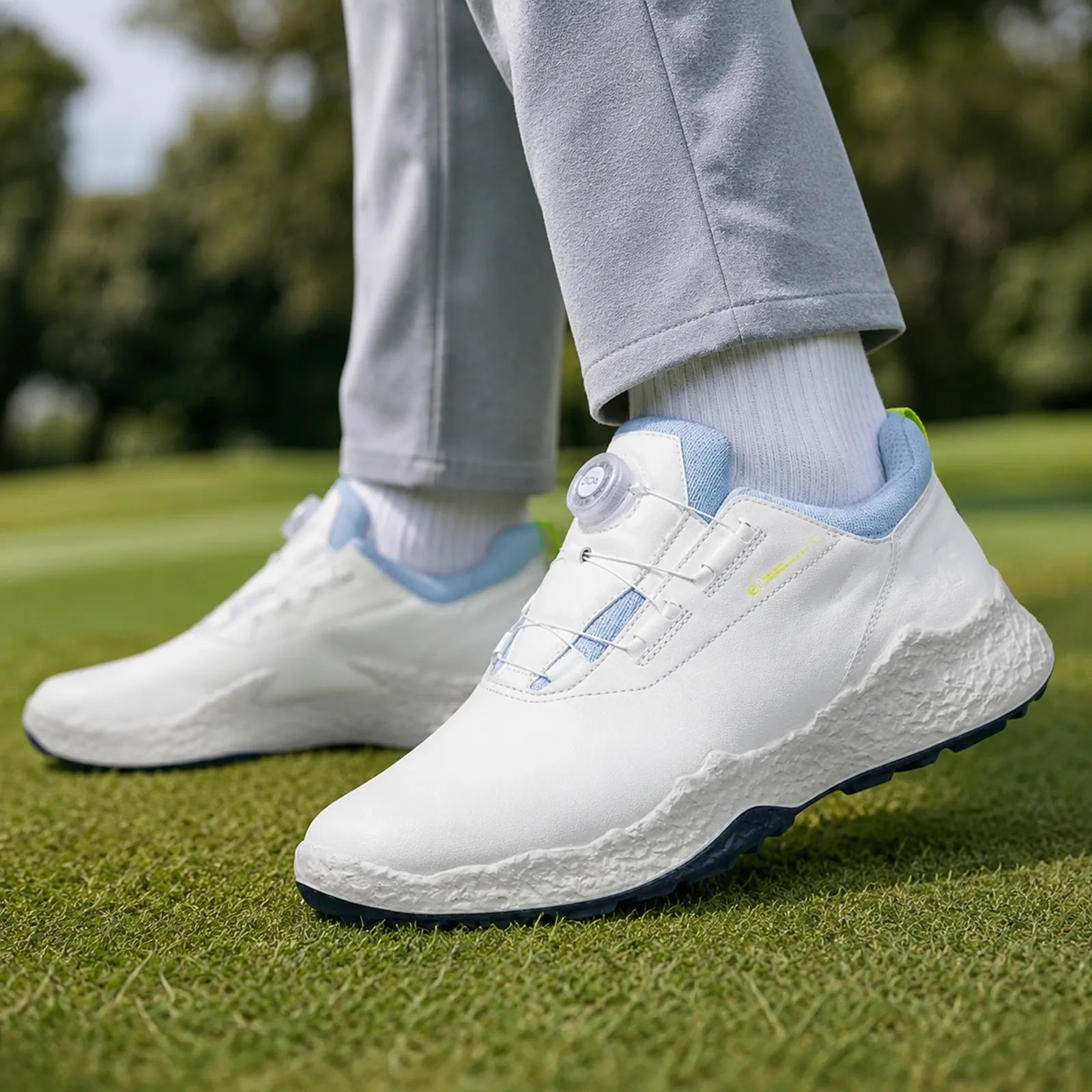 ECCO M Golf BIOM H5 BOA white golf shoes worn for comfortable walking