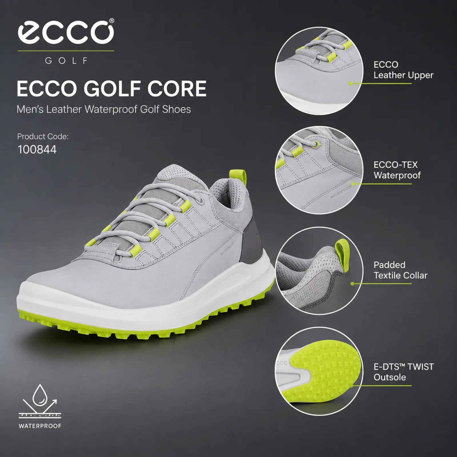 ECCO Golf Core men's golf shoes featuring ECCO-TEX waterproof technology