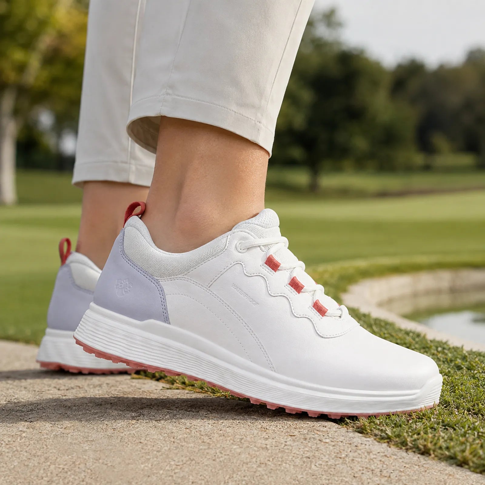 ECCO Golf S-Casual white women's golf shoes worn for comfortable walking