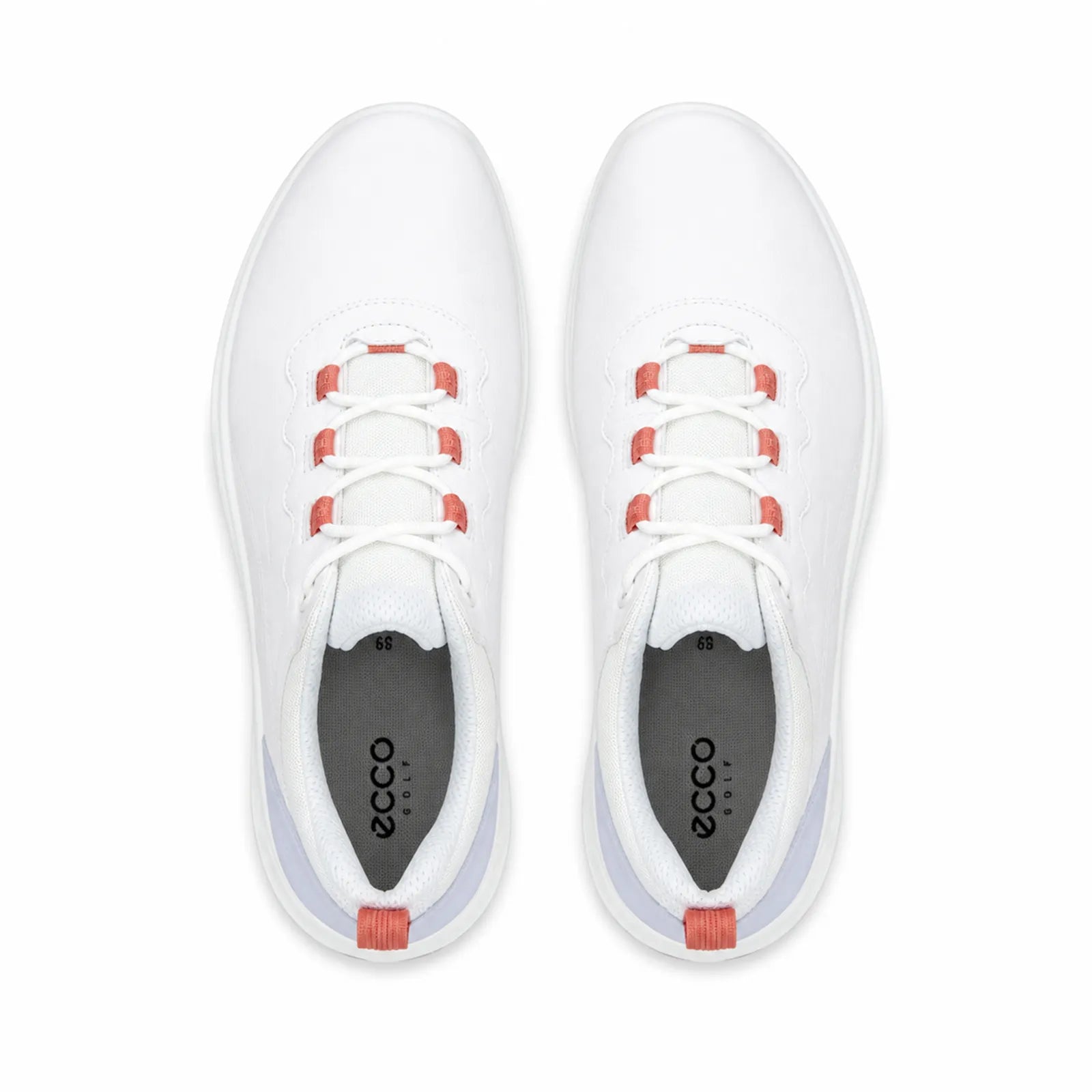 Side view of ECCO Golf S-Casual white leather waterproof golf shoes
