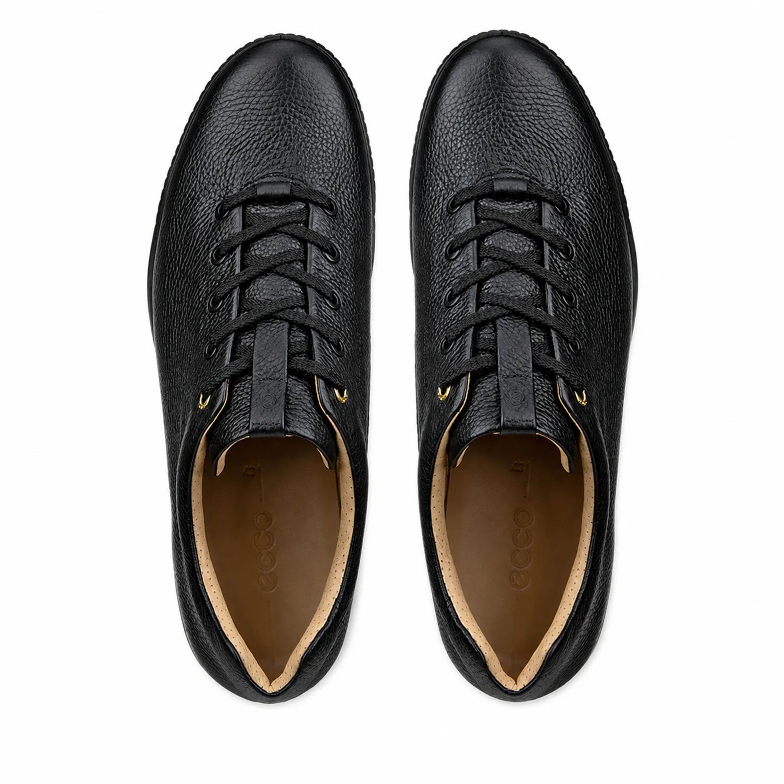 Side view of ECCO Golf Street Retro Hybrid black leather golf shoes