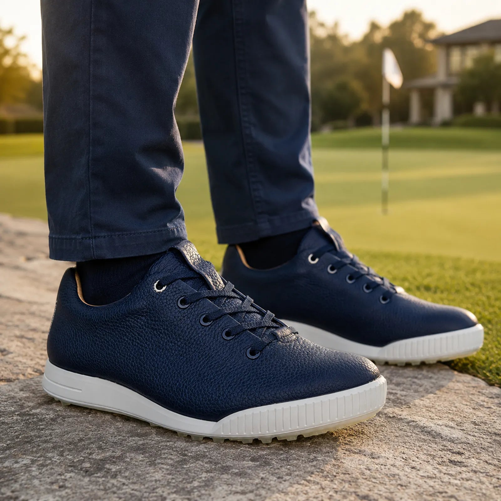 ECCO Golf Street Retro Hybrid marine golf shoes worn for comfortable walking