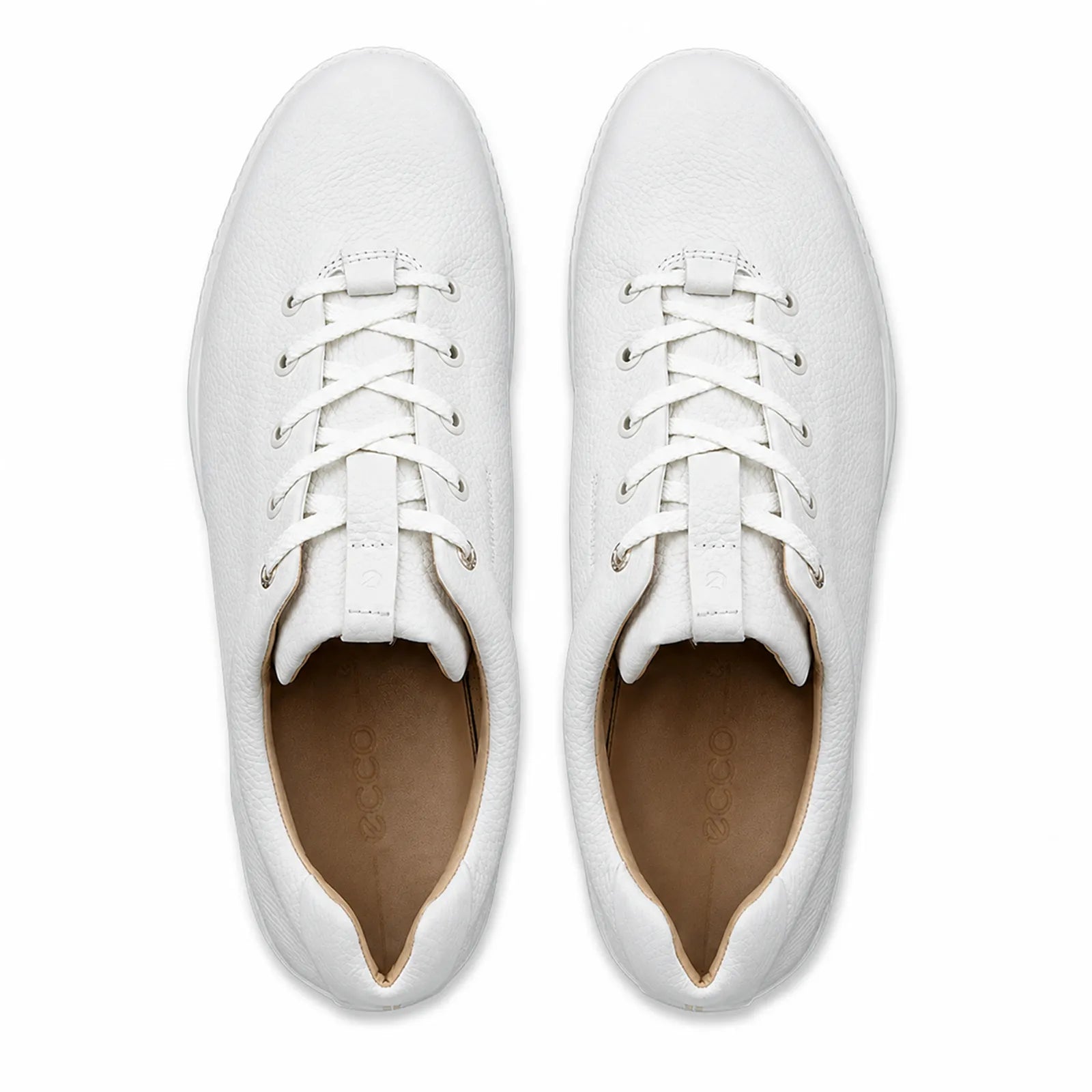Side view of ECCO Golf Street Retro Hybrid white leather golf shoes