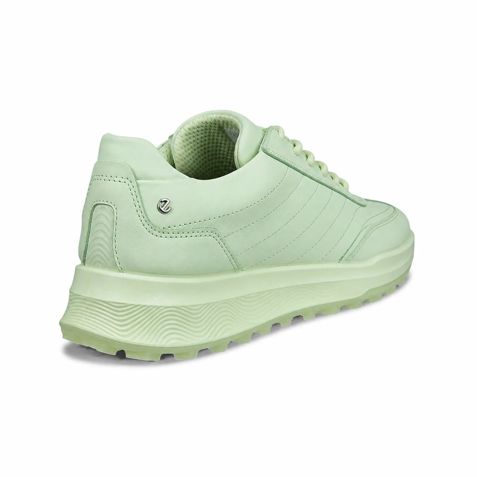 Side view of ECCO Golf Street Vibe women's lime cream leather golf shoes with traction sole