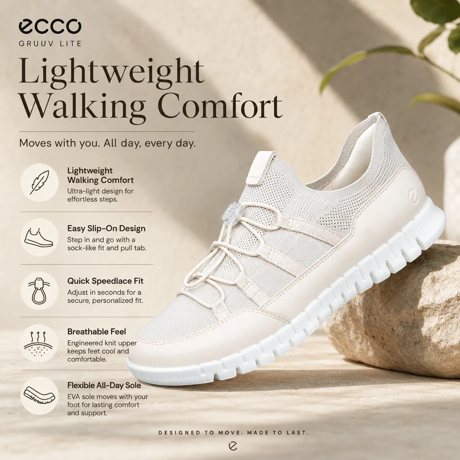 ECCO Gruuv Lite sneakers featuring FLUIDFORM? cushioning technology and flexible comfort sole