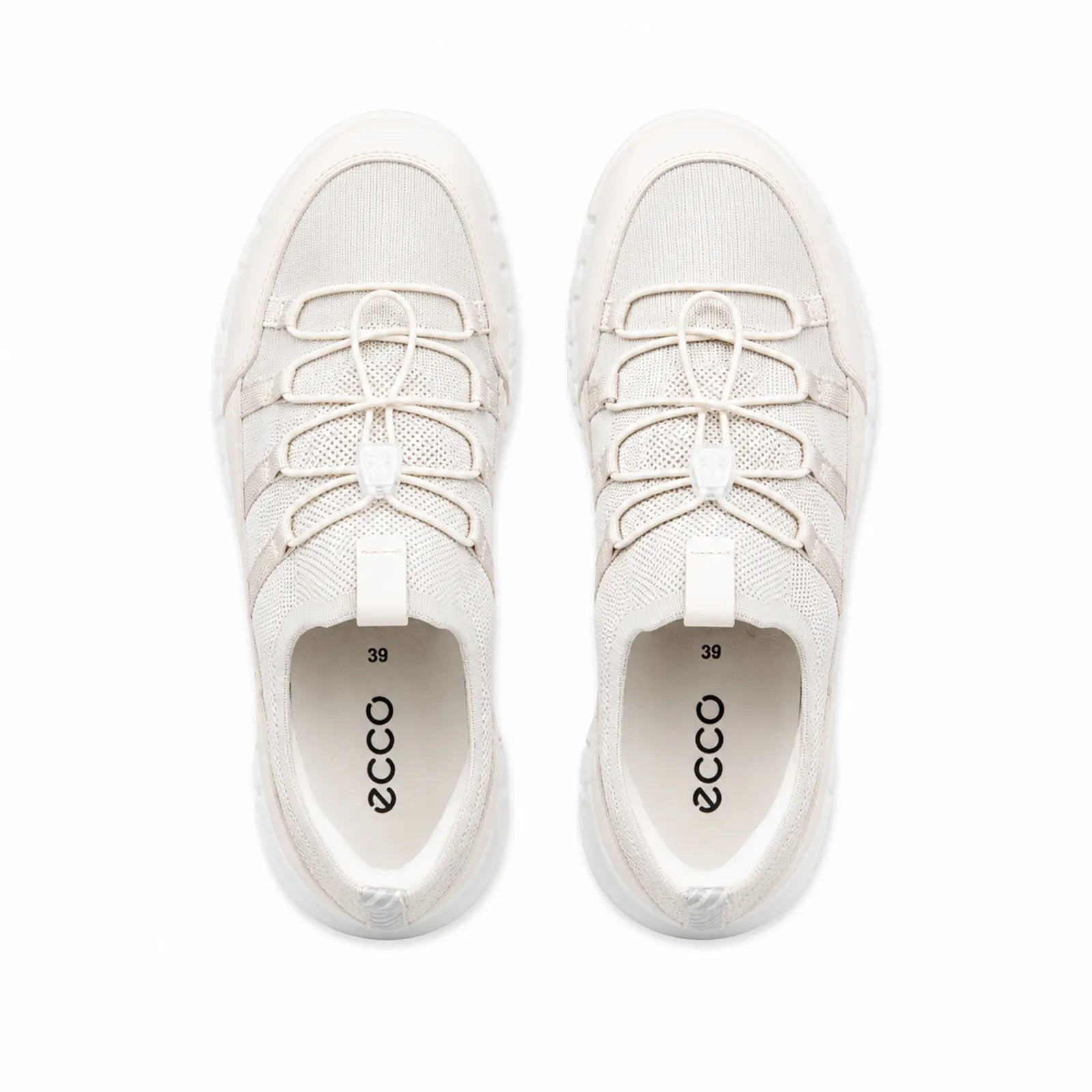 Side view of ECCO Gruuv Lite women's beige sneakers with lightweight sole and speedlace system