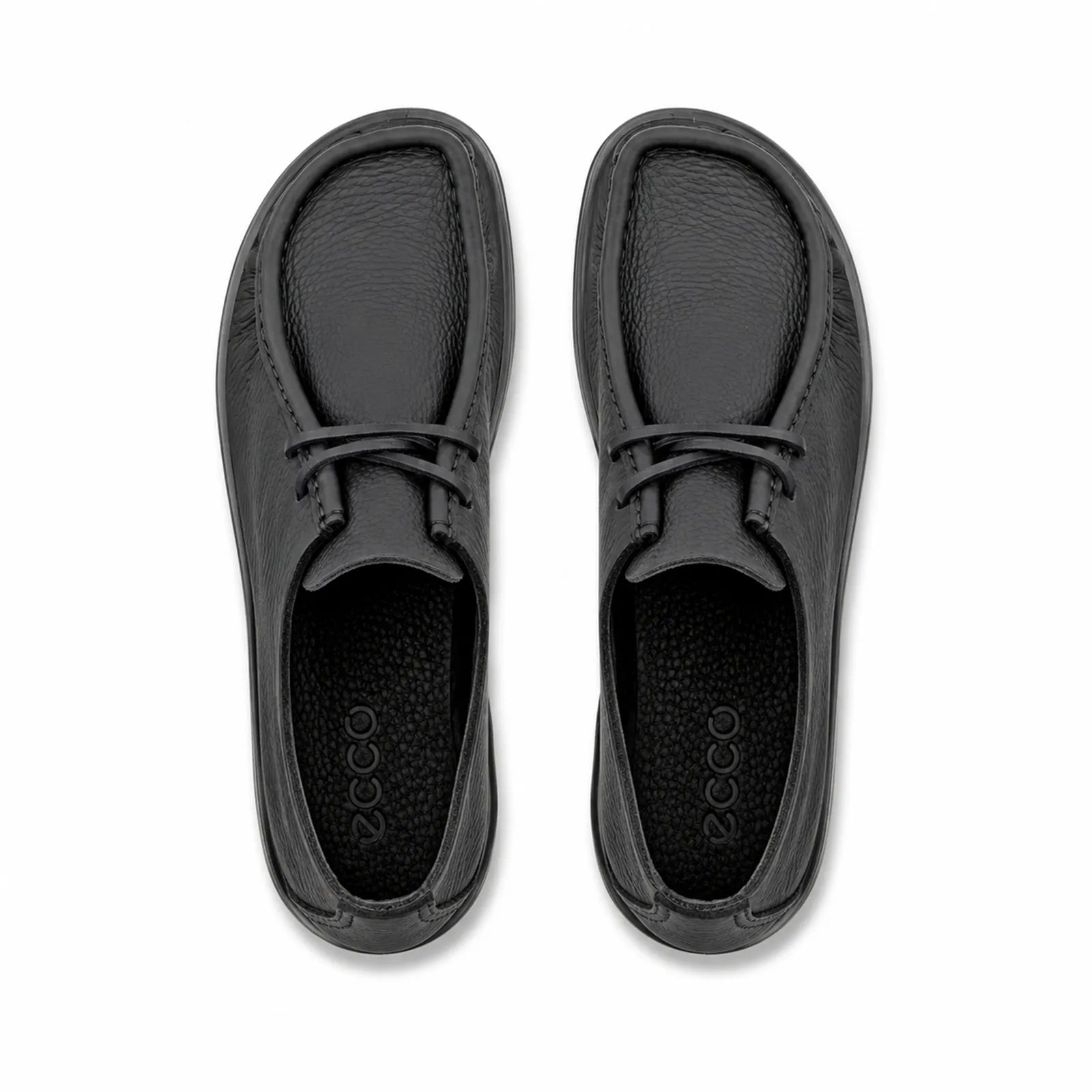 Side view of ECCO Joke black leather lace-up shoes with flexible sole
