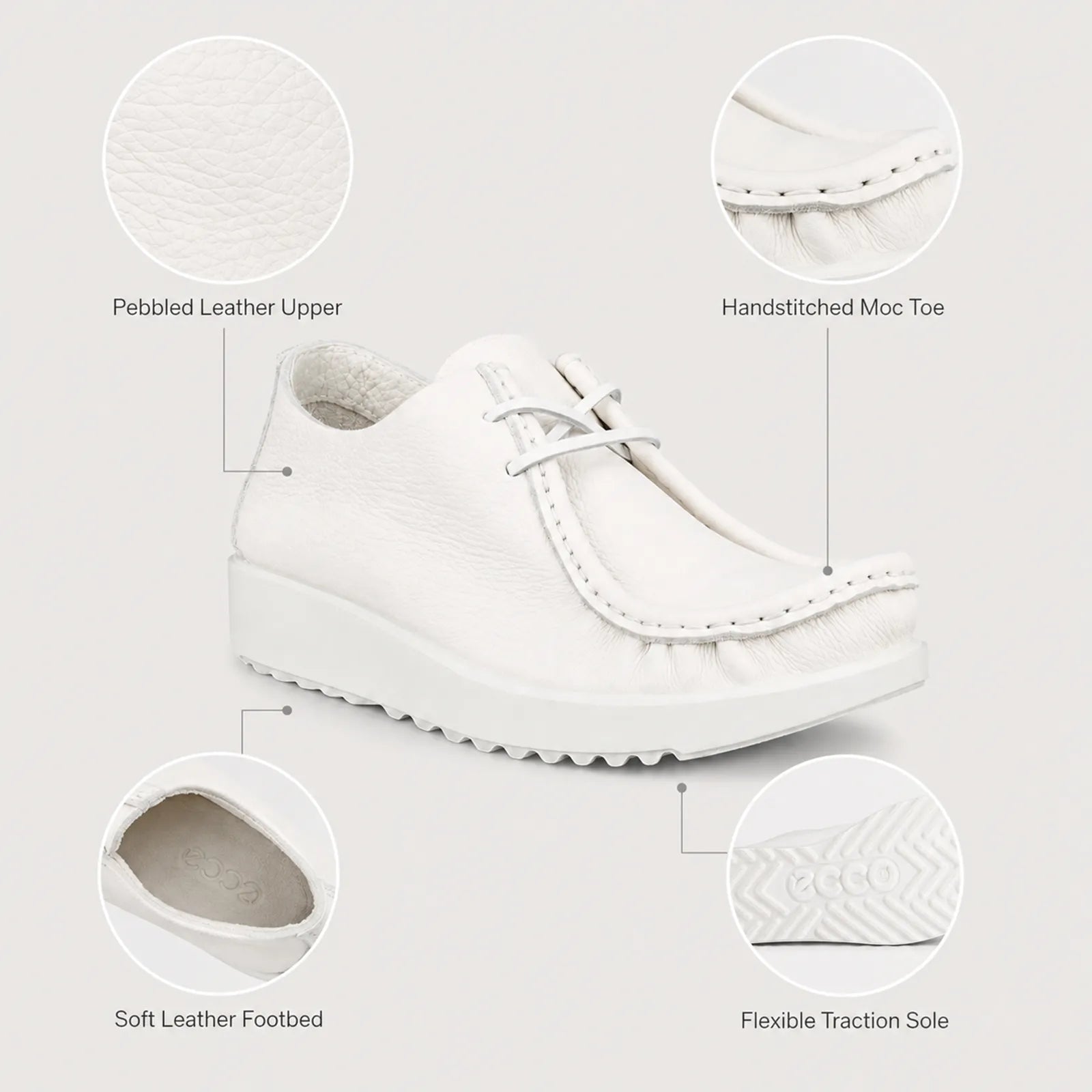 ECCO Joke white leather shoes featuring ECCO FLUIDFORM comfort technology
